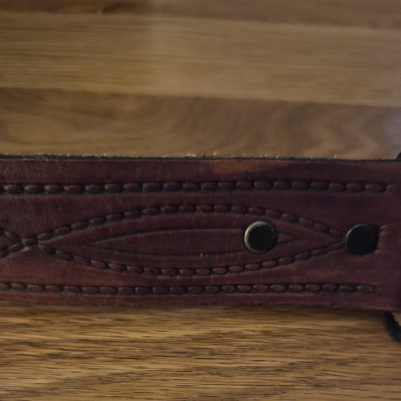 Men's Brown Genuine Leather Belt Strap Vintage - Picture 2 of 5